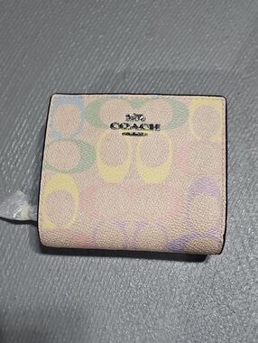Coach CDD11 SVSAS Snap Wallet In Rainbow Signature Canvas NWT